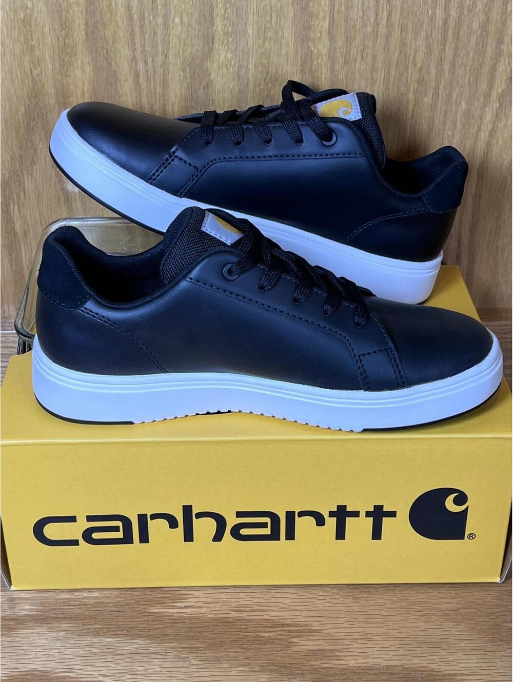 Carhartt Women’s Black Detroit Leather Sneakers White Soles Size 7.5 New In Box